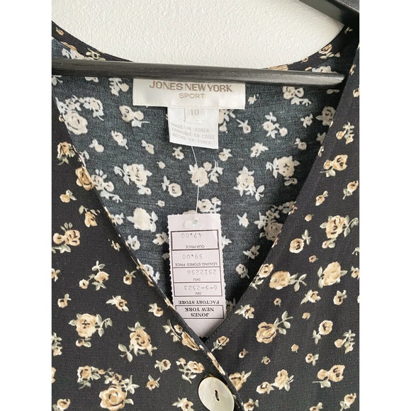 Vintage 90's Jones New York Tunic Vest // Black Ditsy Floral - Picture 6 of 6